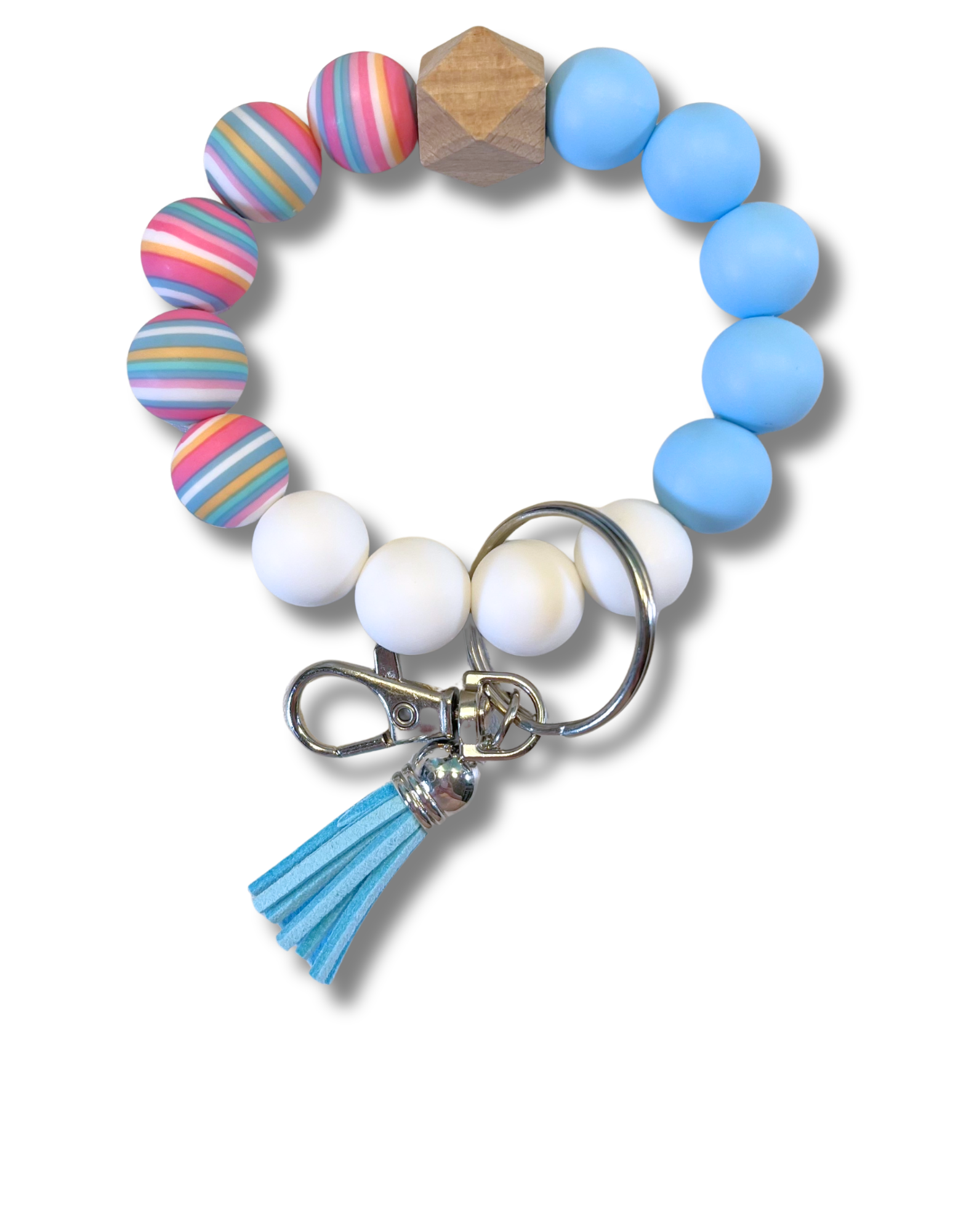 Beaded Wristlet: Blue Stripe