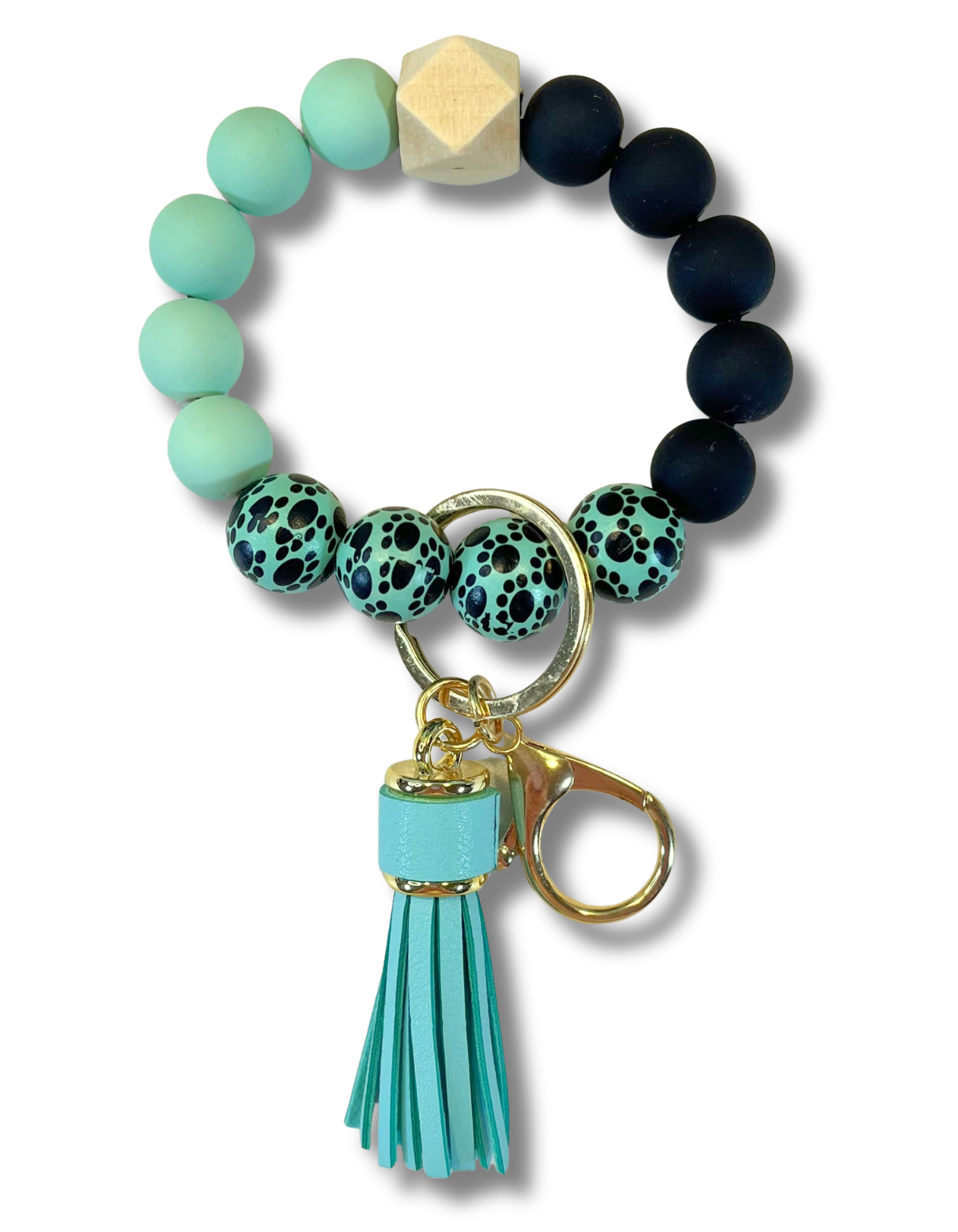 Beaded Wristlet: Green Paws