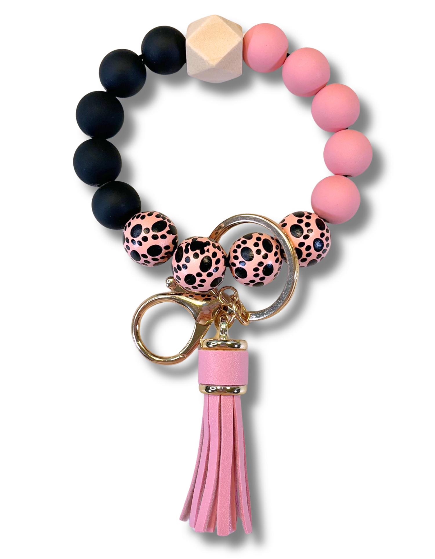 Wristlet-Beaded: Pink Paws