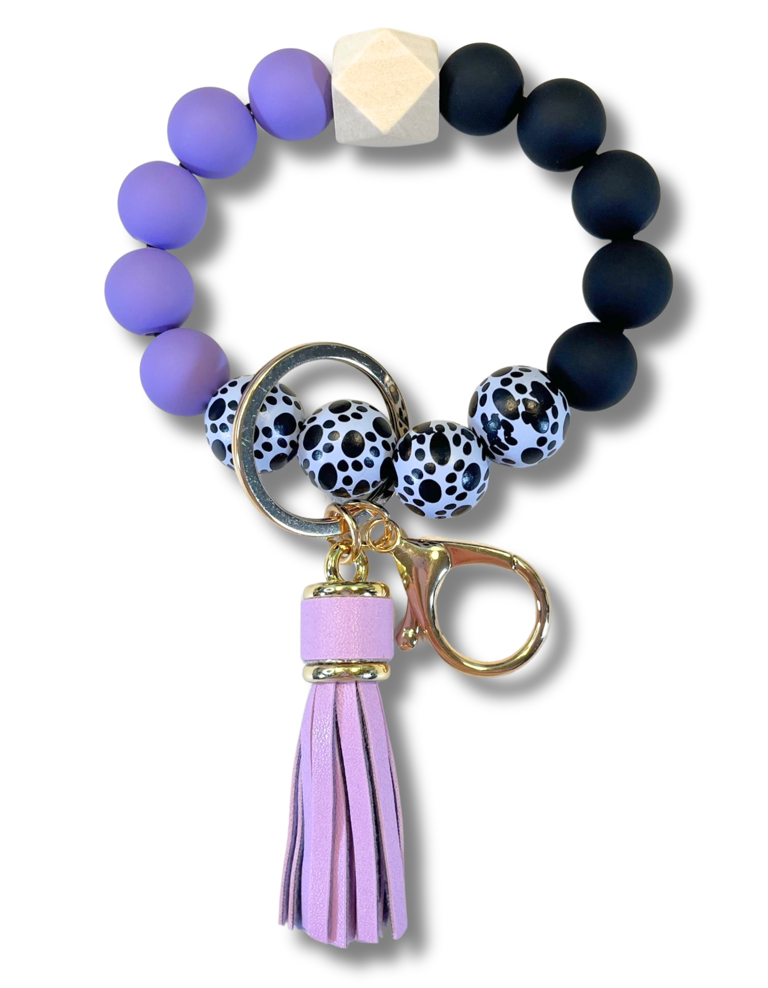 Beaded Wristlet: Purple Paws