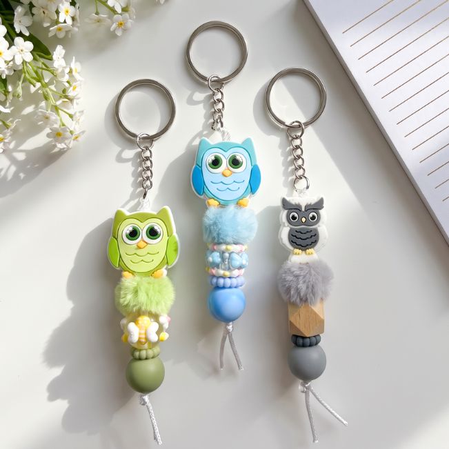 Charm: Beaded Owls II