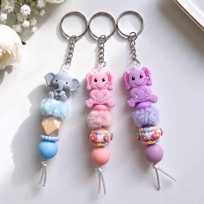 Charm: Beaded Elephants