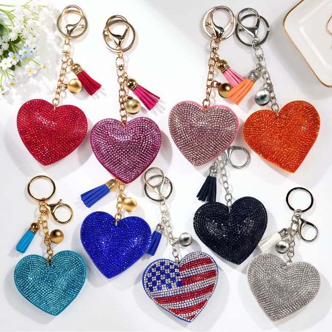 Charm: Rhinestone Hearts