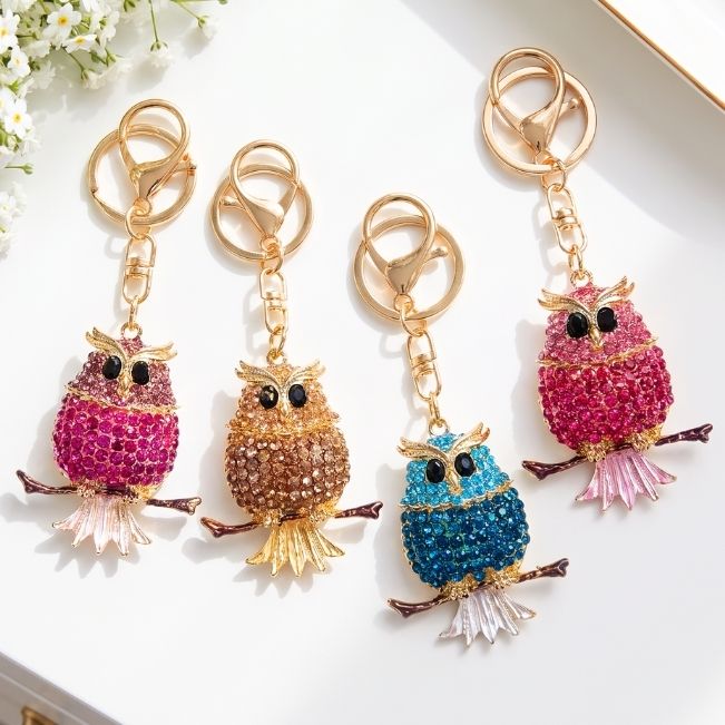 Charm: Rhinestone Perching Owl