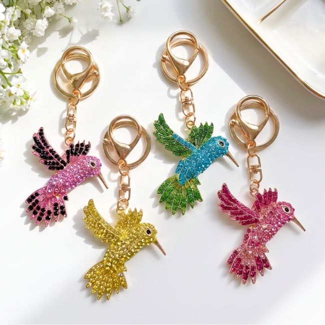 Charm: Rhinestone Hummingbirds