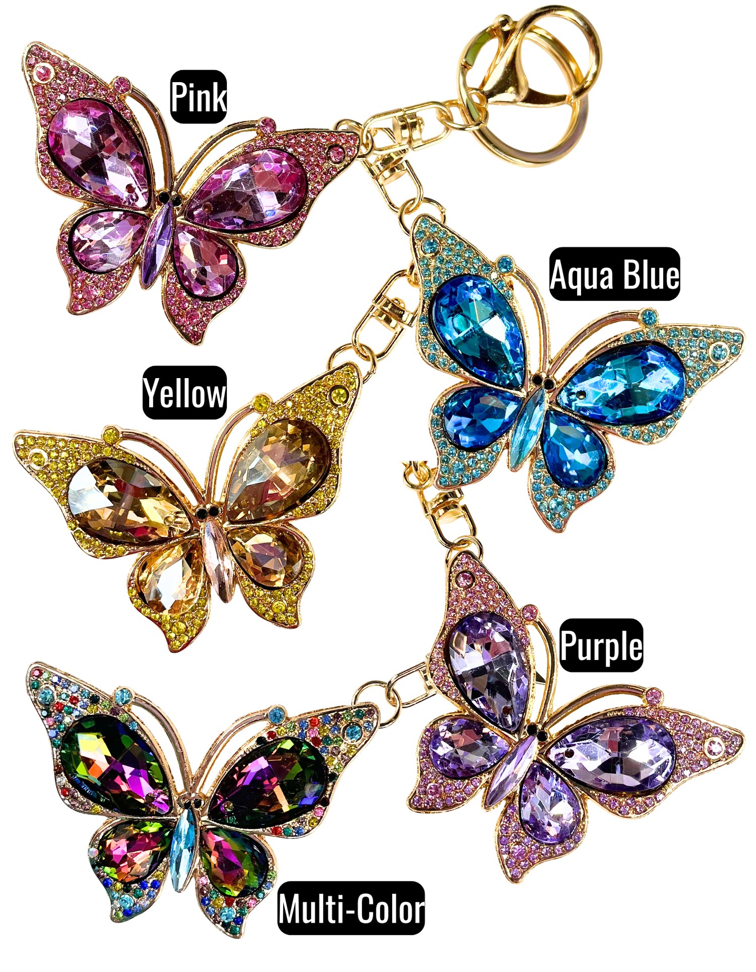 Charm: Rhinestone Butterflies