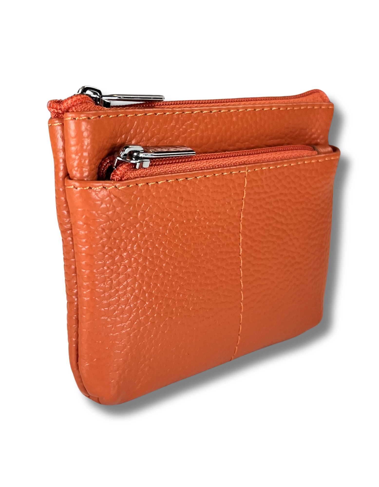 Coin Purse: Genuine Leather 2-Zip