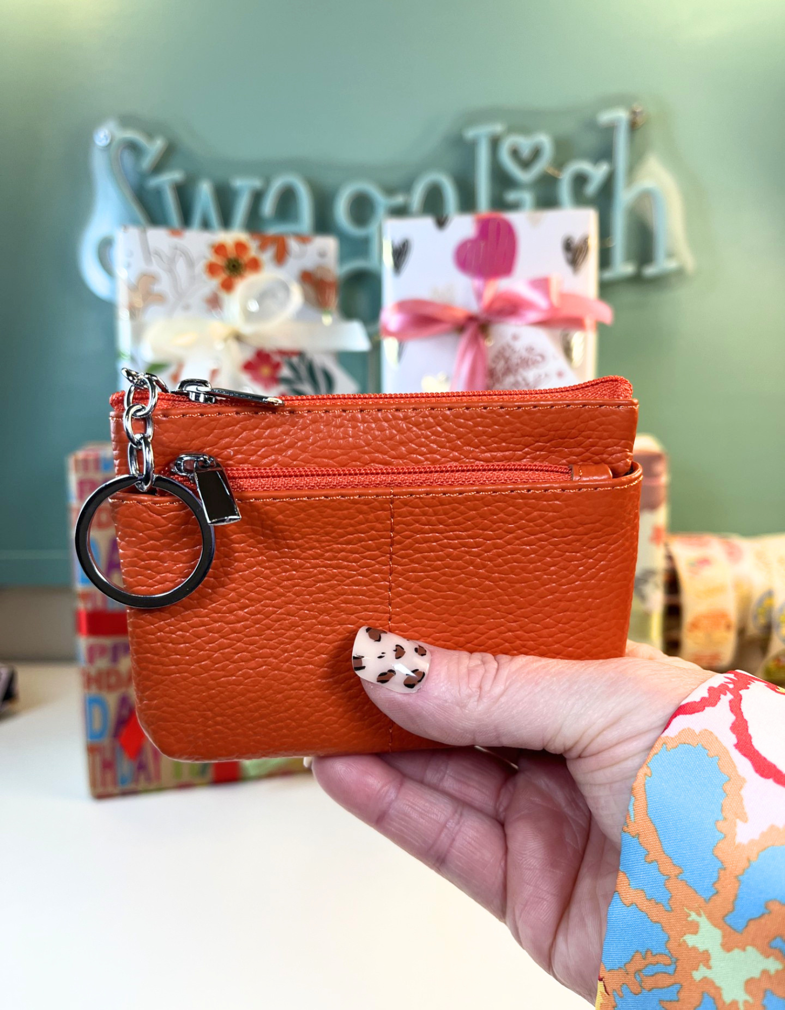 Coin Purse: Genuine Leather 2-Zip