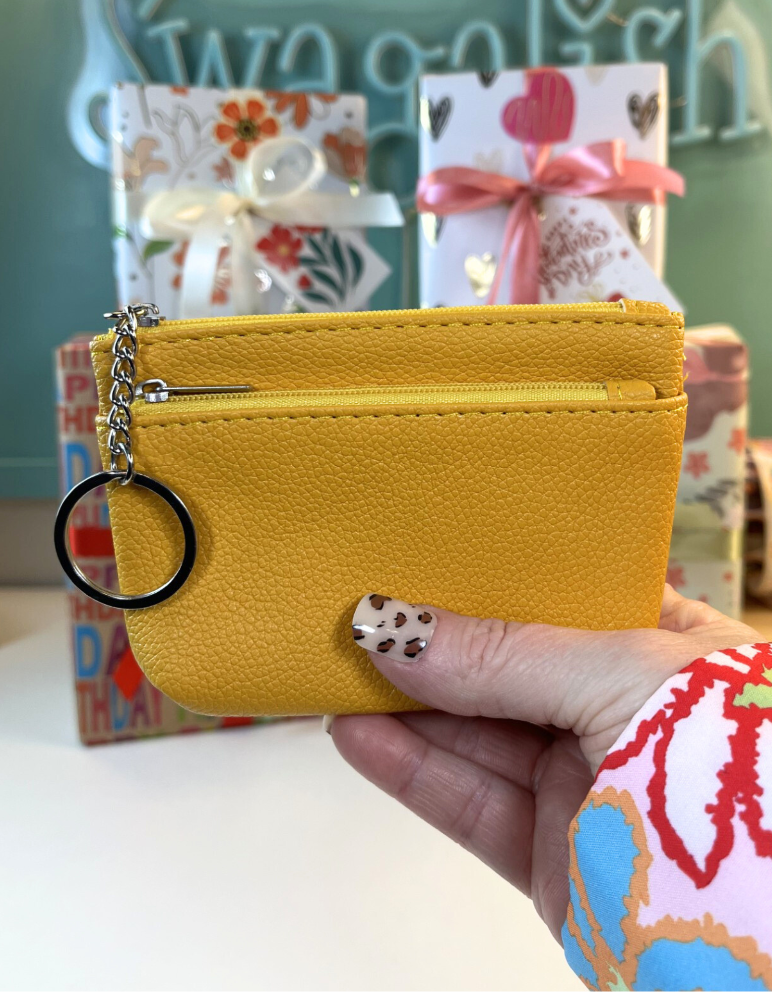 Coin Purse: Faux Leather 2-Zip
