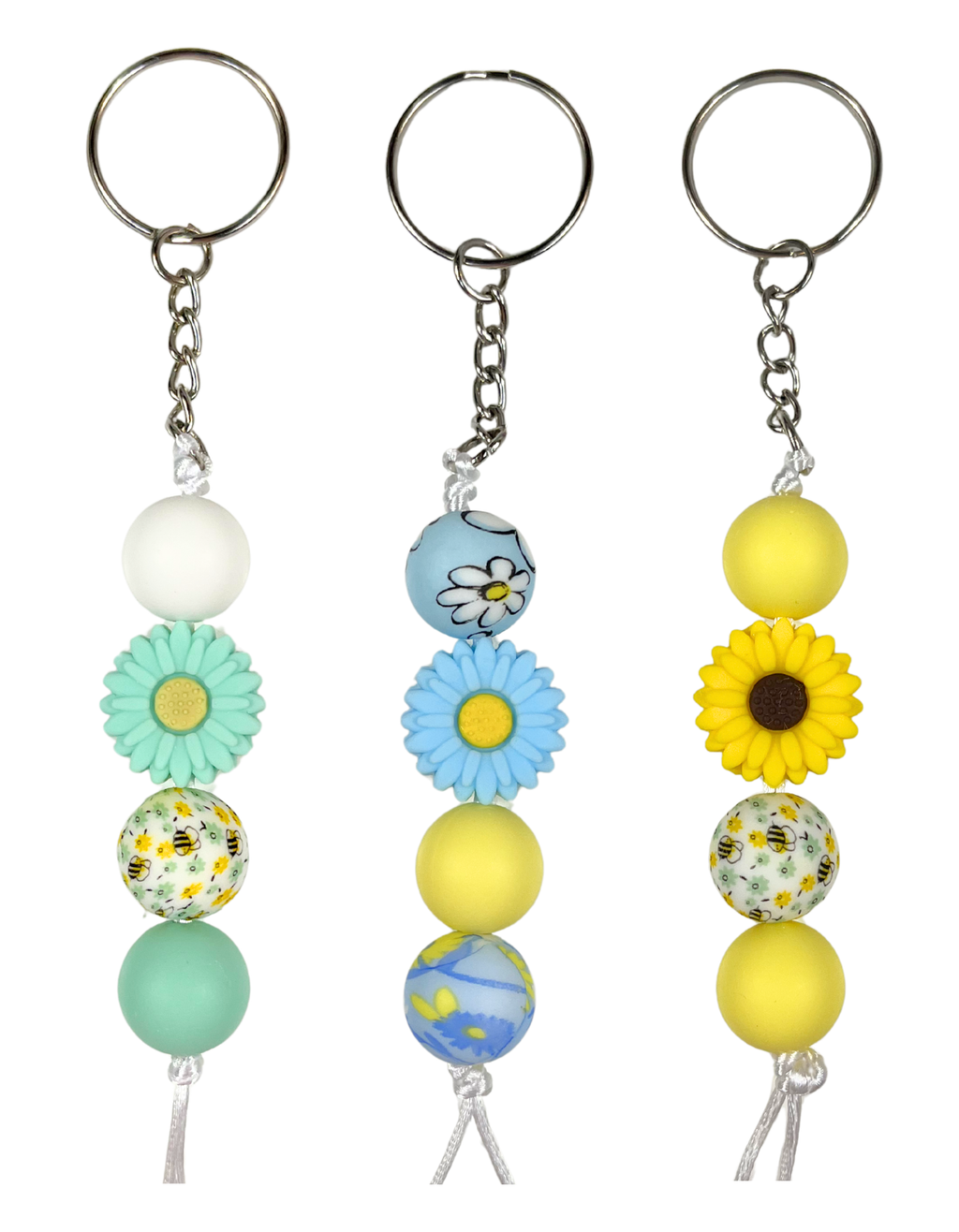Keychain Charm: Beaded Daisies