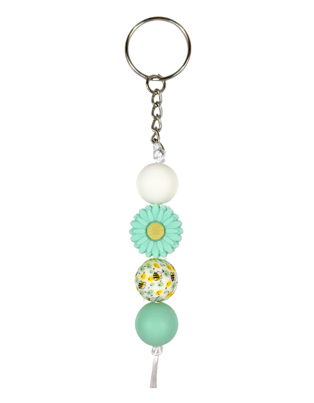 Keychain Charm: Beaded Daisies