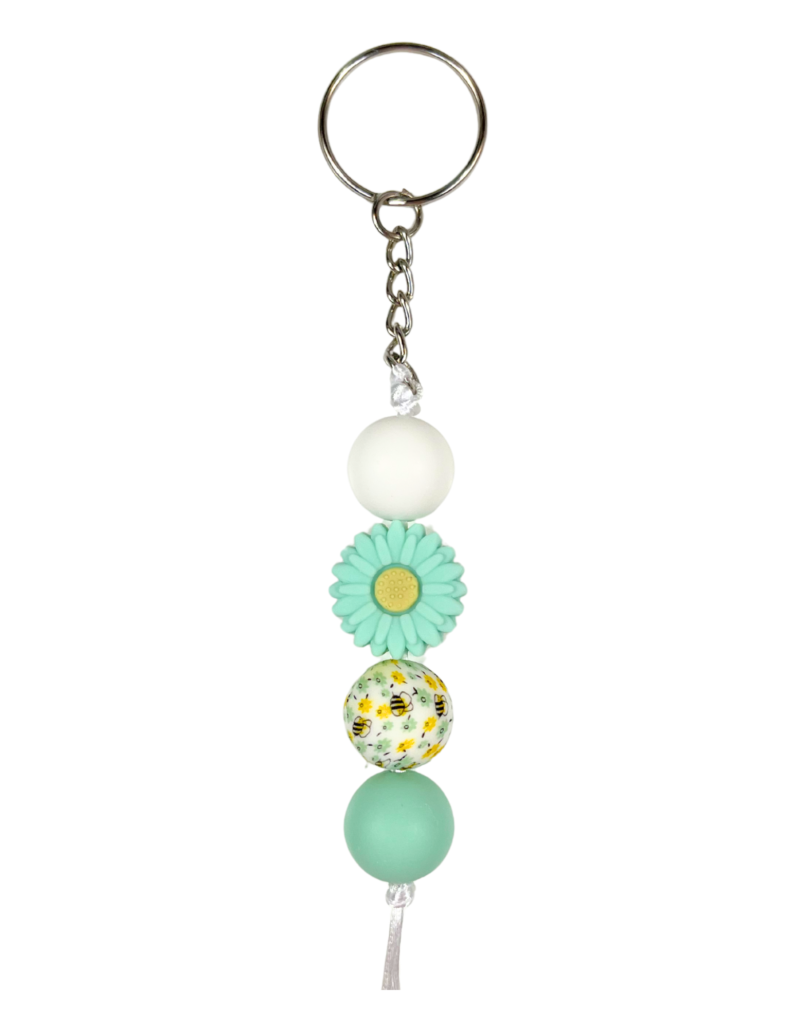 Keychain Charm: Beaded Daisies