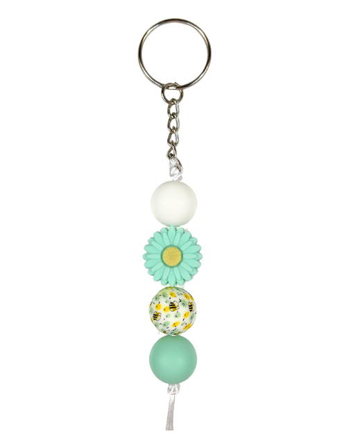 Keychain Charm: Beaded Daisies