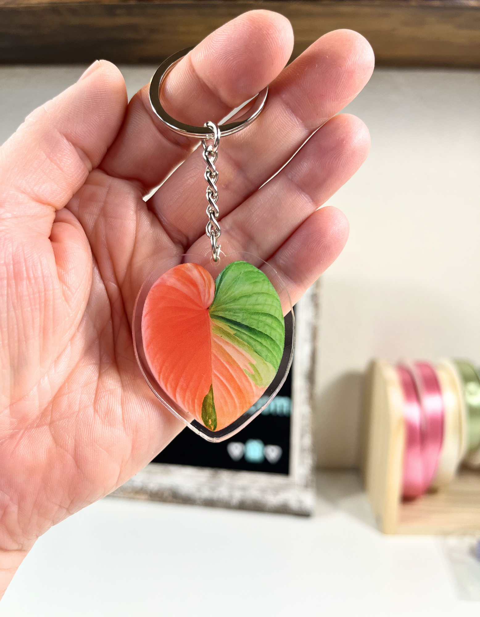 Keychain Charm: Acrylic Leaf