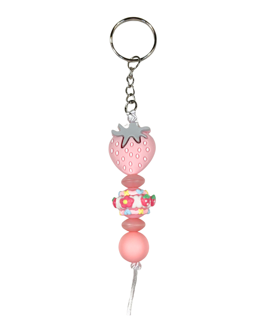 Keychain Charm: Beaded Strawberries