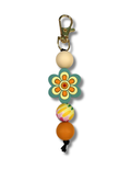 Keychain Charm: Beaded Flower in Green