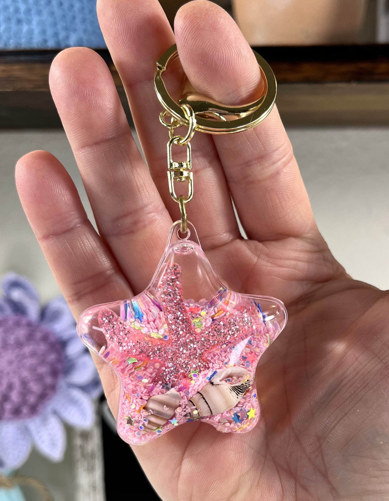 Keychain Charm: Starfish Quicksand