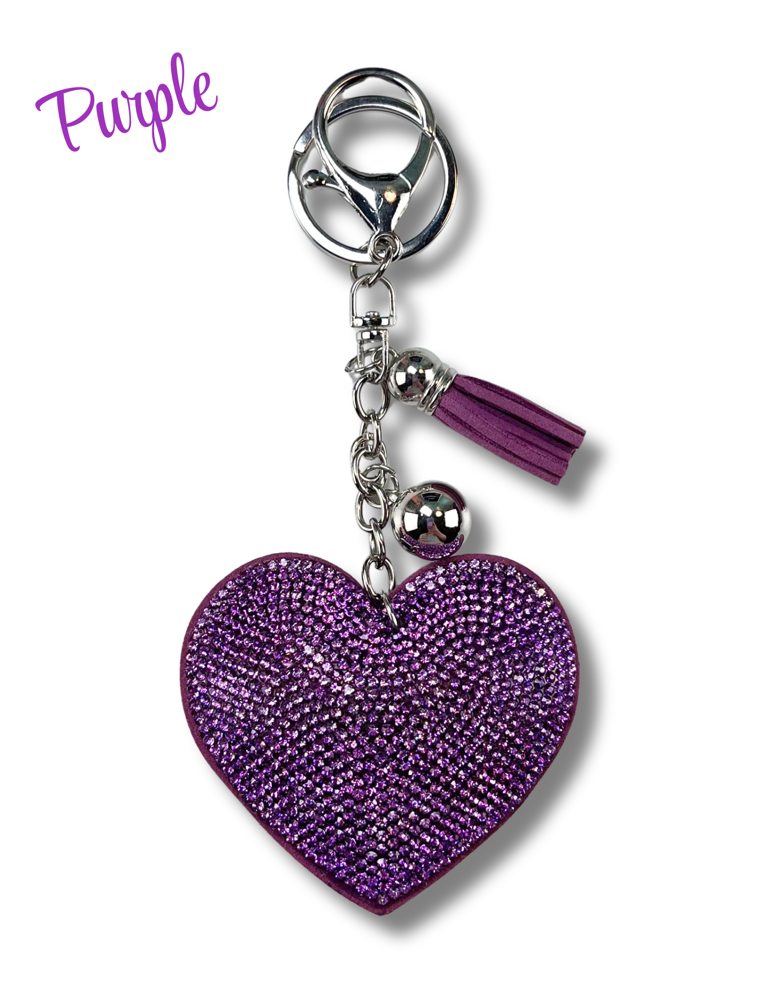 Keychain Charm: Rhinestone Hearts
