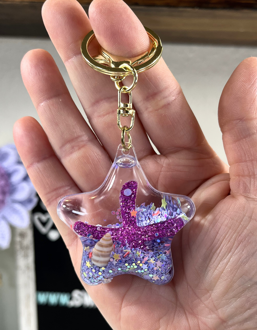 Keychain Charm: Starfish Quicksand
