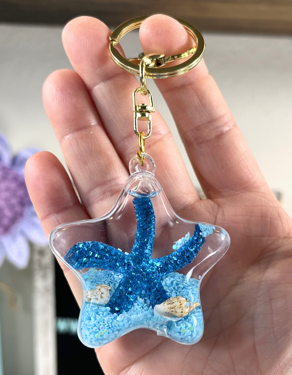 Keychain Charm: Starfish Quicksand
