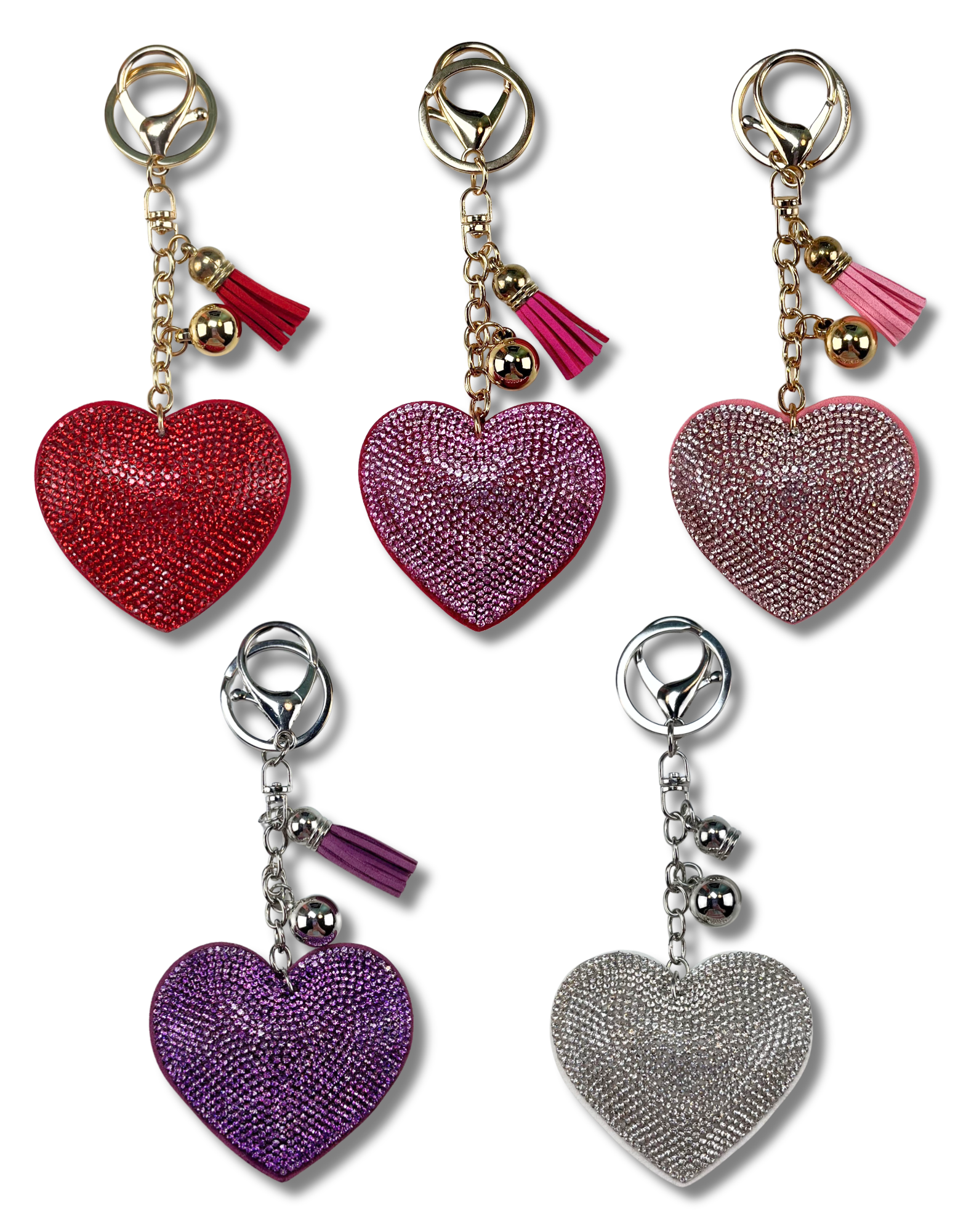 Keychain Charm: Rhinestone Hearts