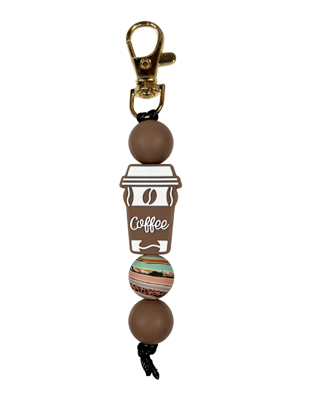 Keychain Charm: Beaded Coffee
