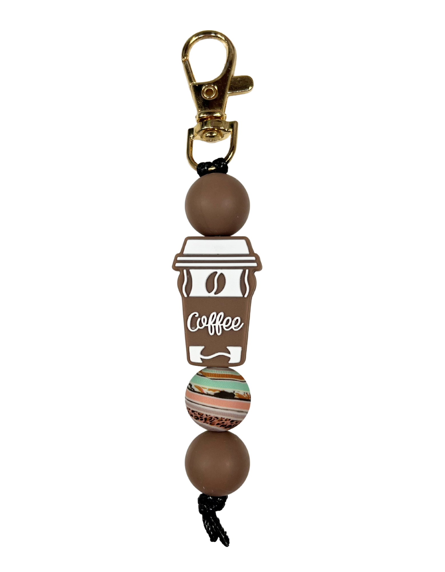 Keychain Charm: Beaded Coffee