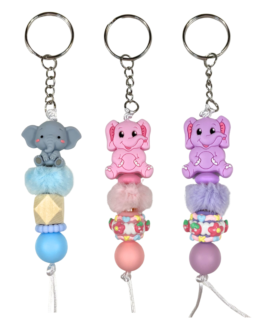 Keychain Charm: Beaded Elephants