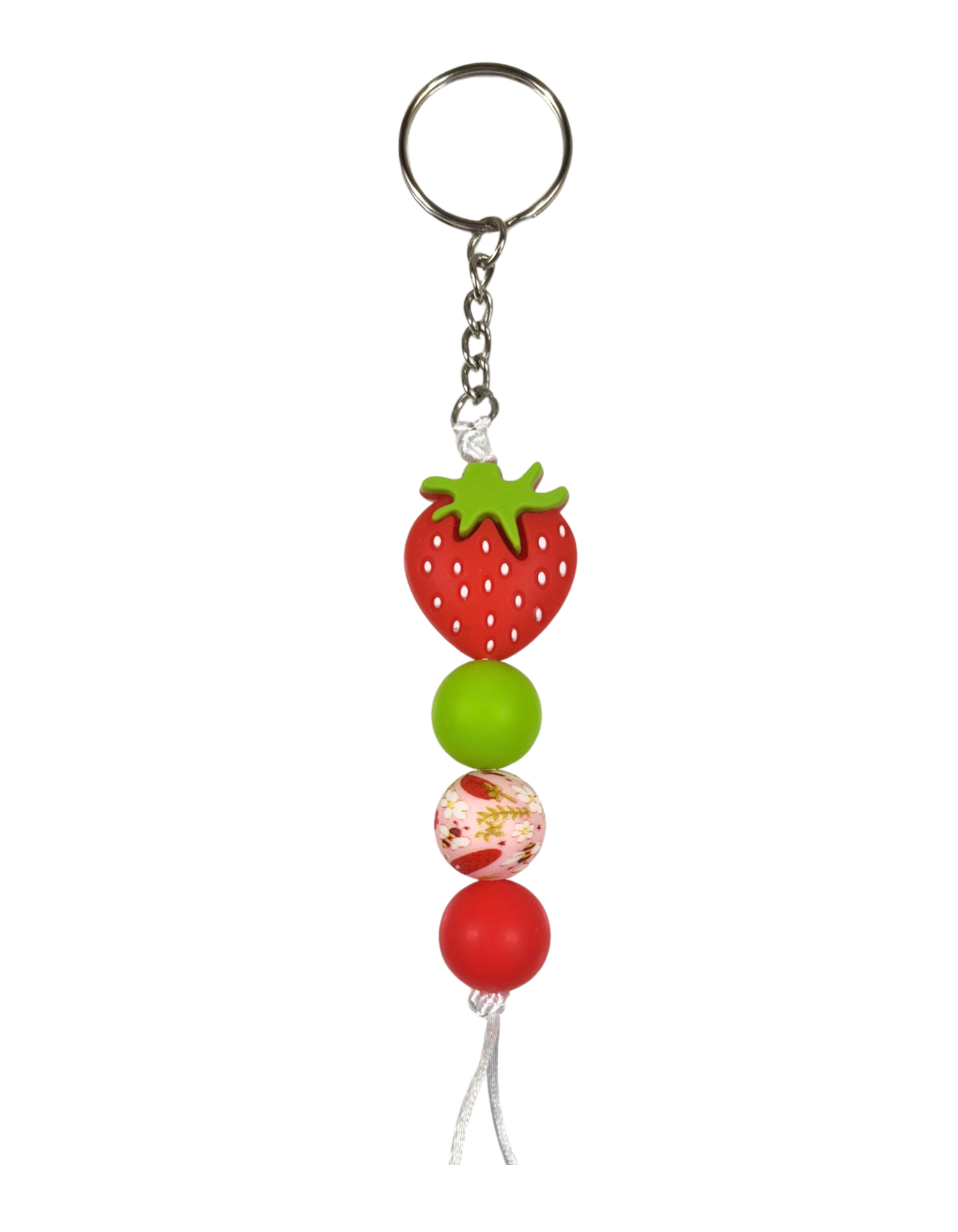 Keychain Charm: Beaded Strawberries