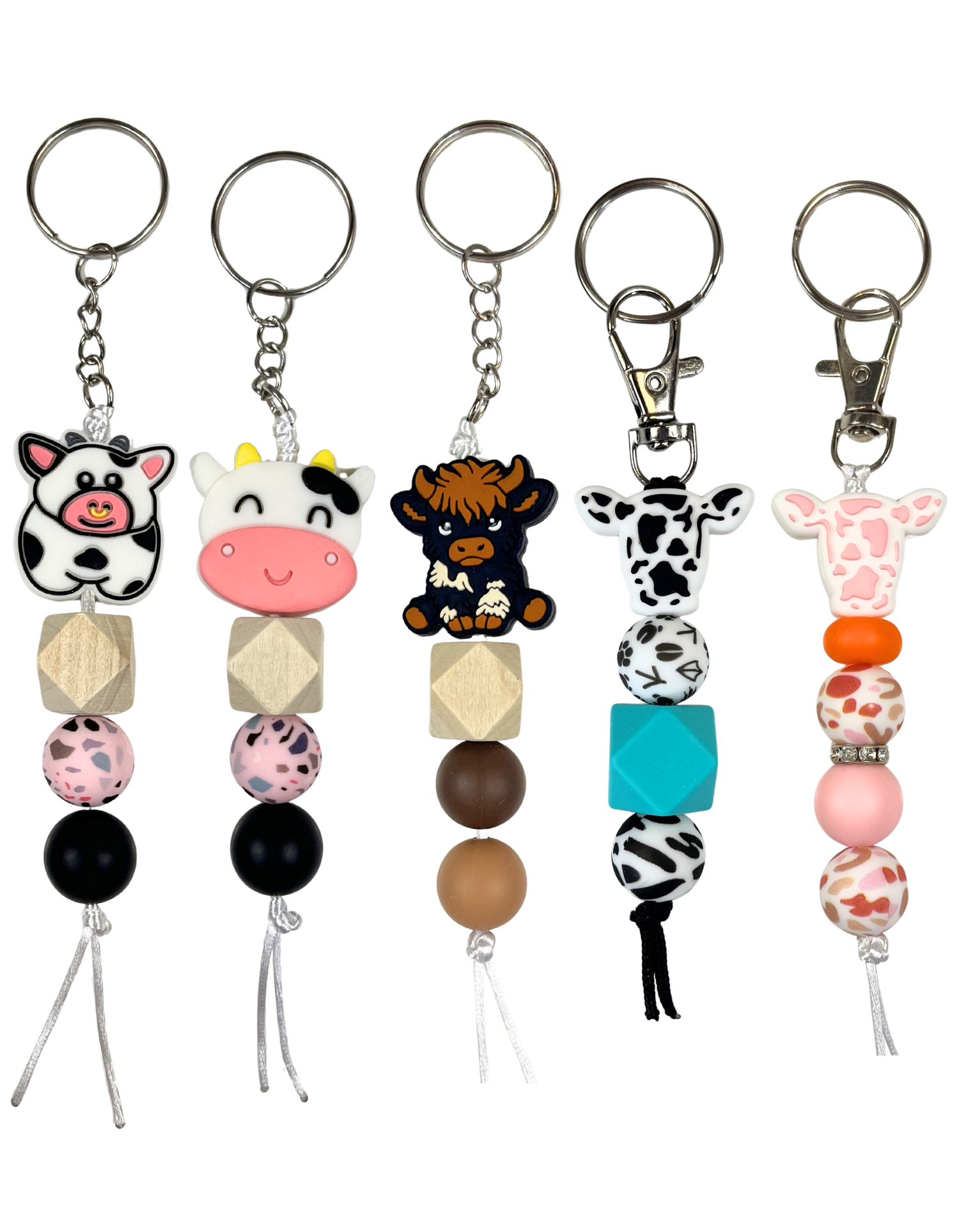 Keychain Charm: Beaded Cows
