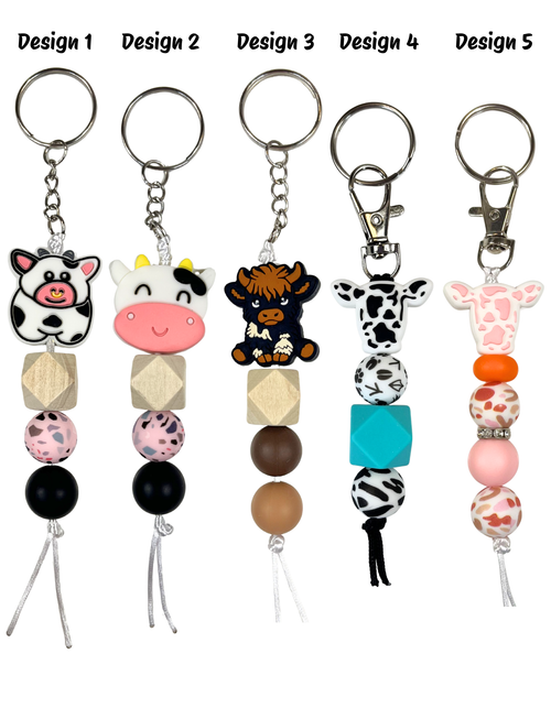 Keychain Charm: Beaded Cows