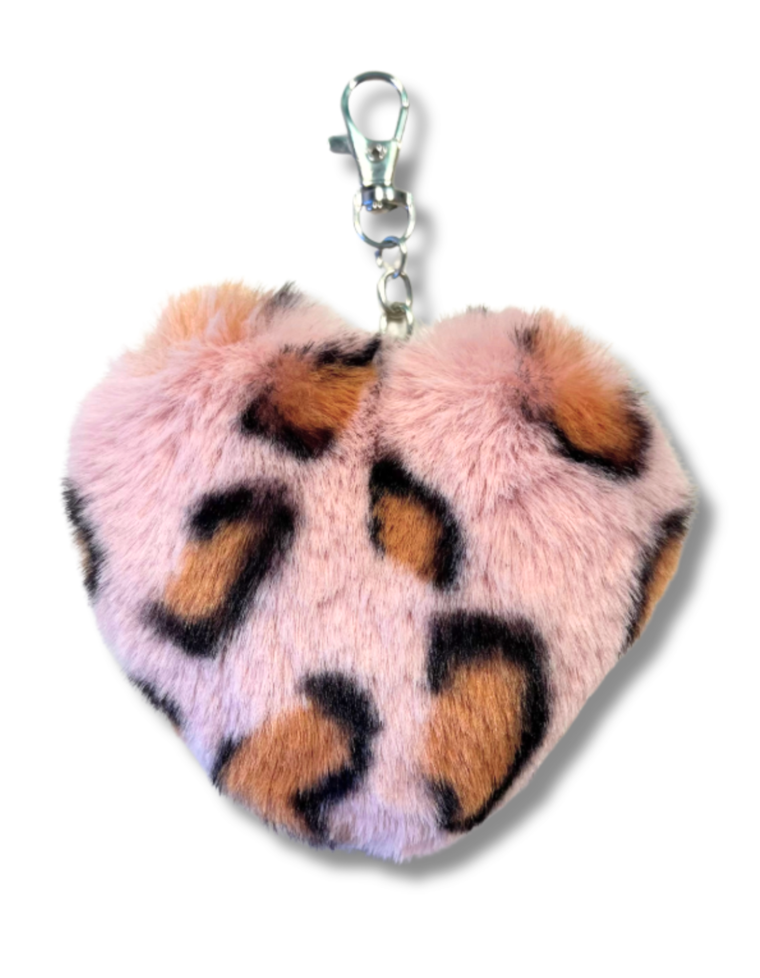 Keychain Plush: Heart in Pink Leopard