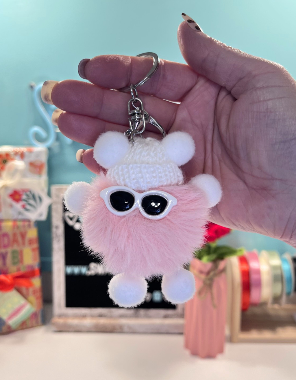 Keychain Pom-pom: Sunny Peach