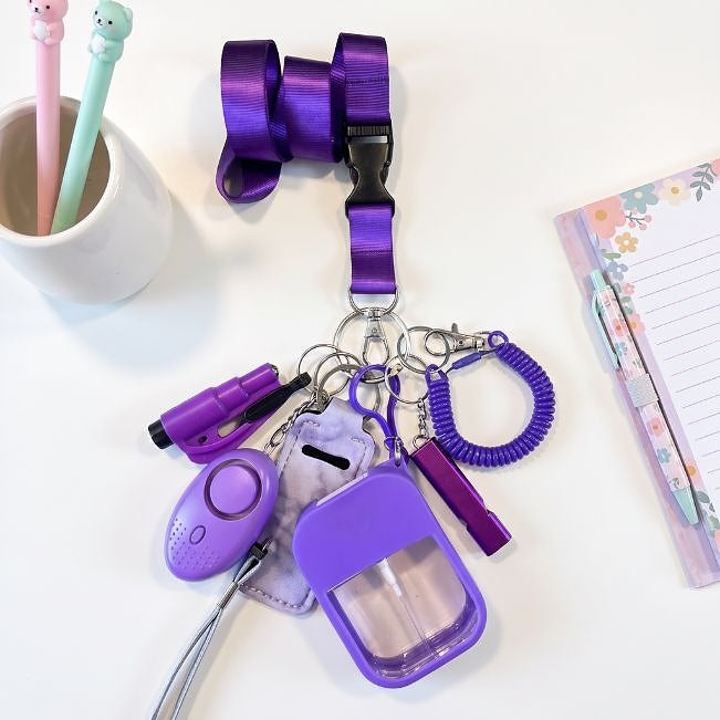 Safety Keychain Set: Purple