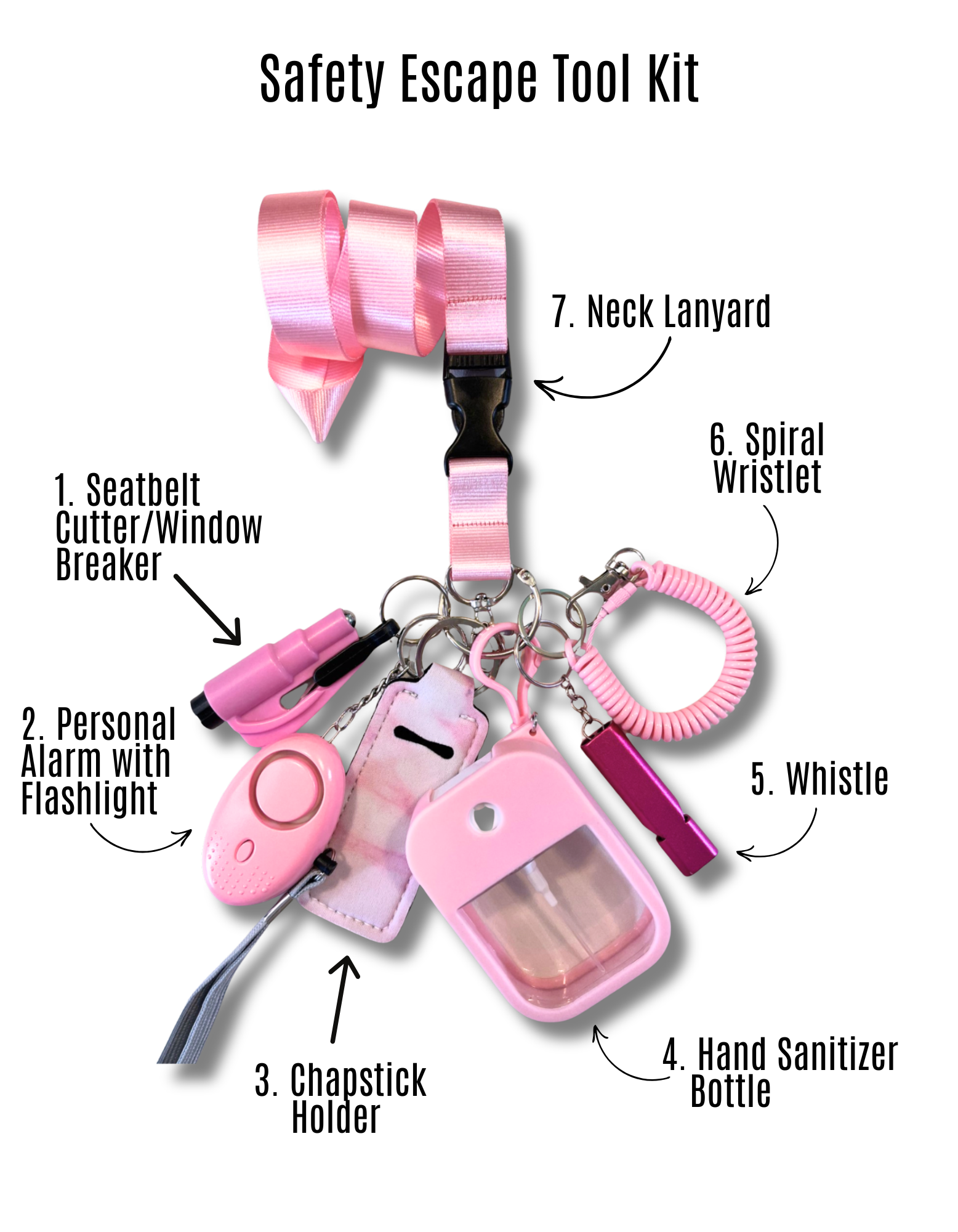 Safety Keychain Set: Pink