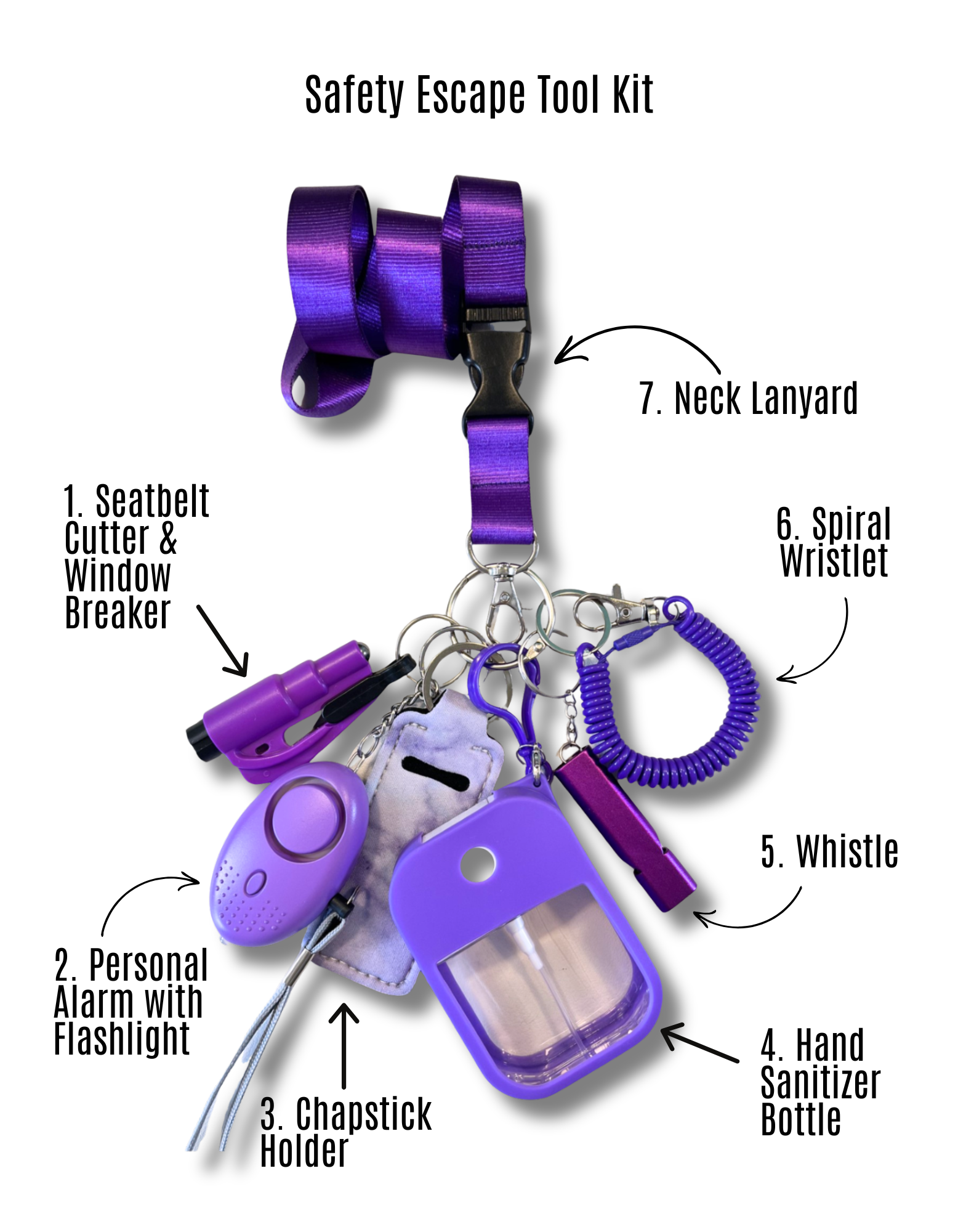 Safety Keychain Set: Purple
