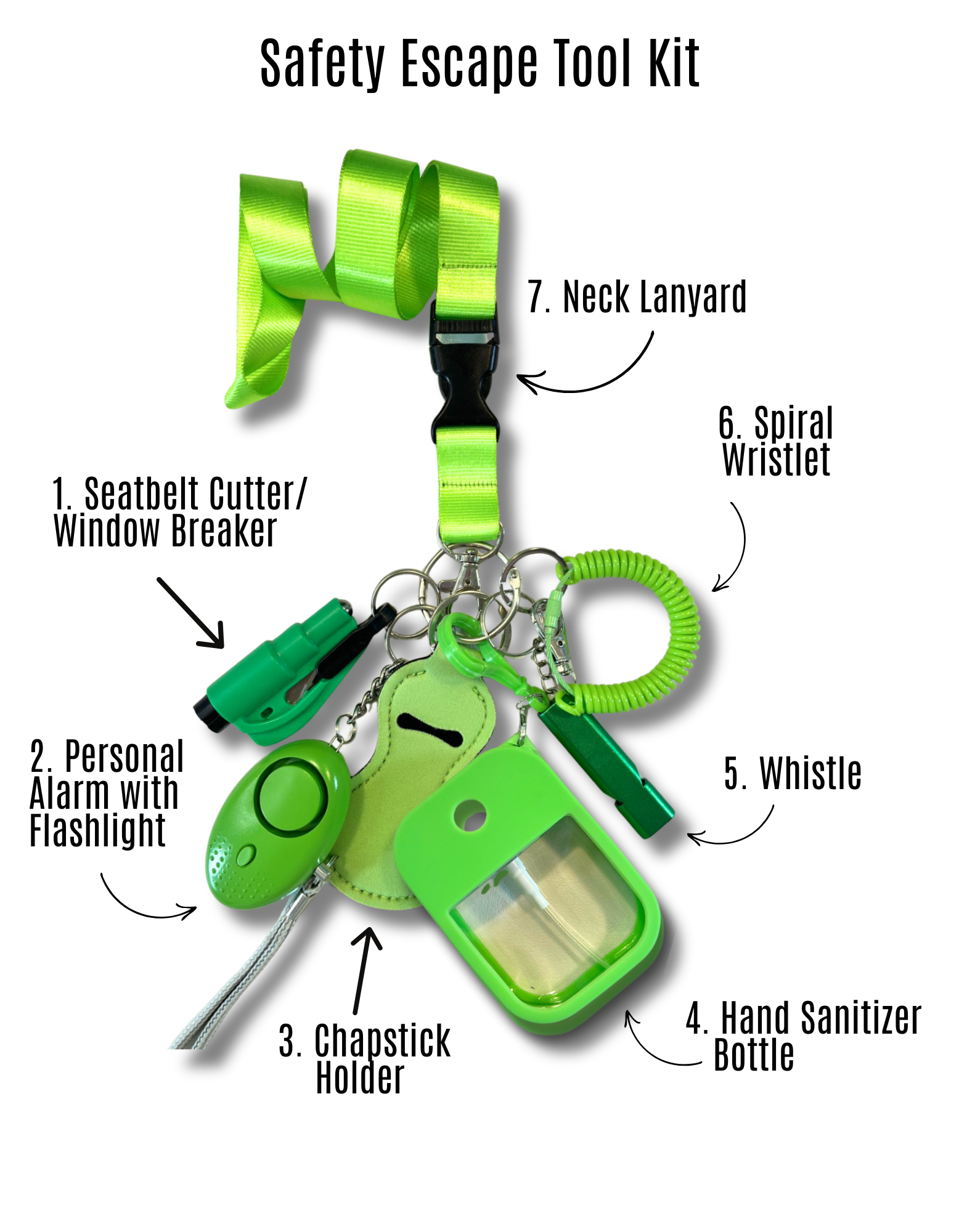 Safety Keychain Set: Green