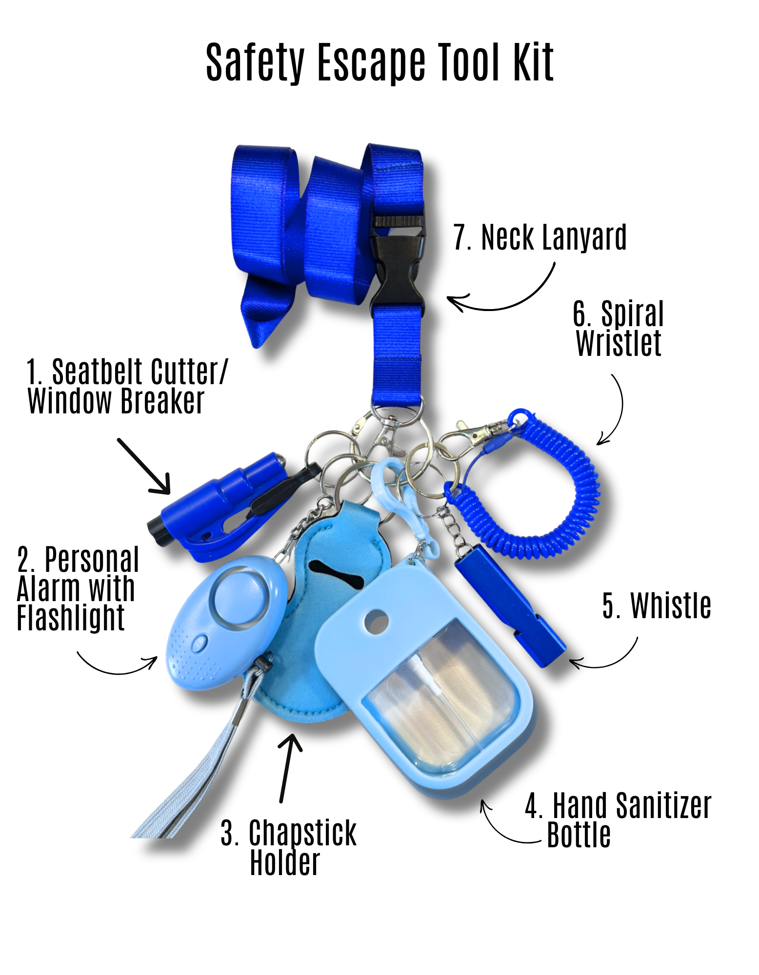 Safety Keychain Set: Blue