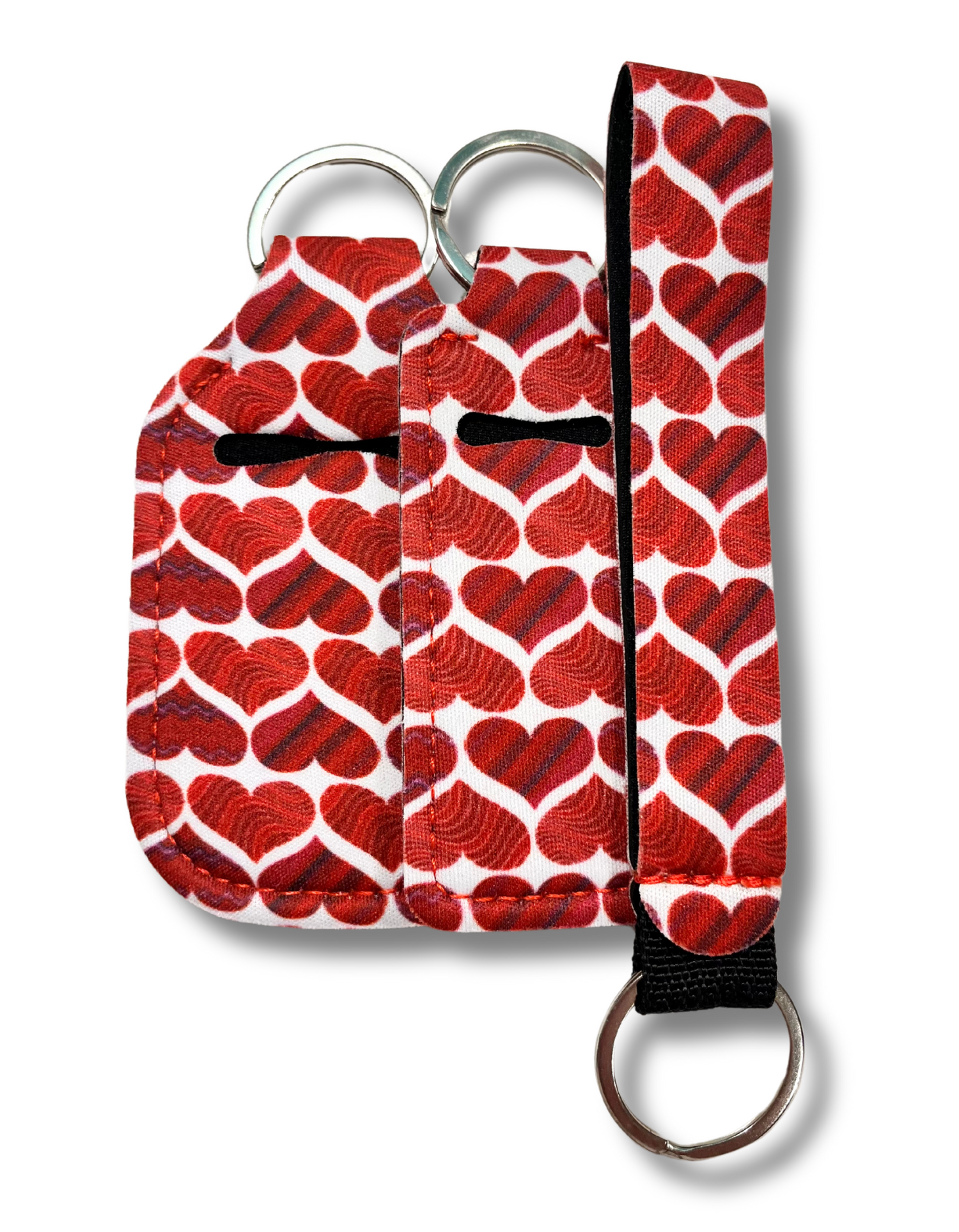 Wristlet-3-PCS Set: Red Solid Hearts